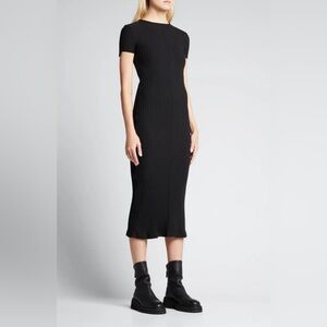 HELMUT LANG Luxe Pima Short-Sleeve Ribbed Dress